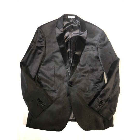 Express Men's Photographer Fitted Black Velvet Tuxedo Blazer